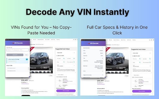 vindecode.app Free VIN Decoder and Instant Car Report  from Chrome web store to be run with OffiDocs Chromium online