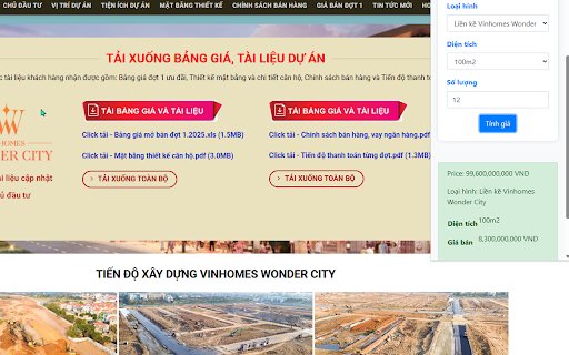 Vinhomes Wonder City  from Chrome web store to be run with OffiDocs Chromium online