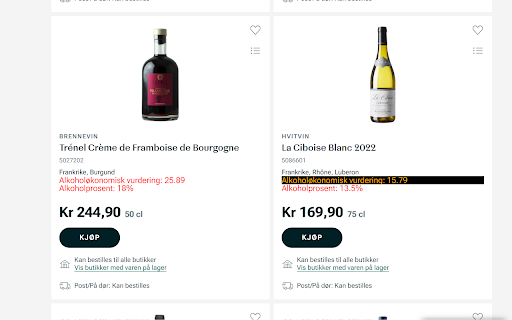 Vinmonopolet Alkoholøkonomisk Info  from Chrome web store to be run with OffiDocs Chromium online