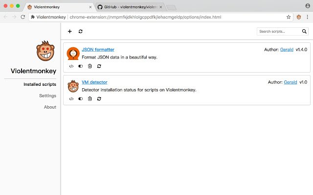 Violentmonkey BETA  from Chrome web store to be run with OffiDocs Chromium online