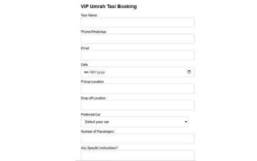 VIP Umrah Taxi Booking  from Chrome web store to be run with OffiDocs Chromium online