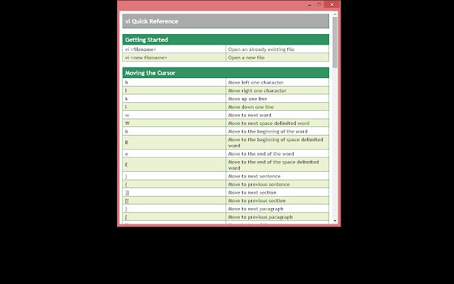 vi Quick Reference  from Chrome web store to be run with OffiDocs Chromium online