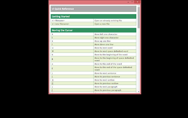 vi Referensi Cepat dari toko web Chrome untuk dijalankan dengan OffiDocs Chromium online