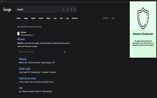 VirusScanner  from Chrome web store to be run with OffiDocs Chromium online