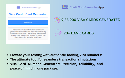 Visa Card Number Generator  from Chrome web store to be run with OffiDocs Chromium online
