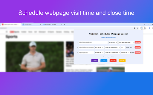 Visitimer from Chrome web store to be run with OffiDocs Chromium online Visitimer from Chrome web store to be run with OffiDocs Chromium online
