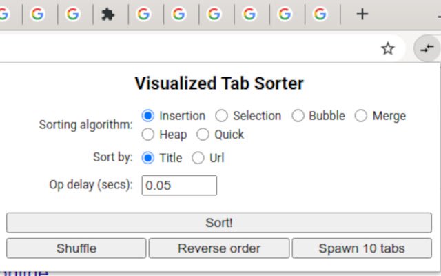 Visualized Tab Sorter  from Chrome web store to be run with OffiDocs Chromium online