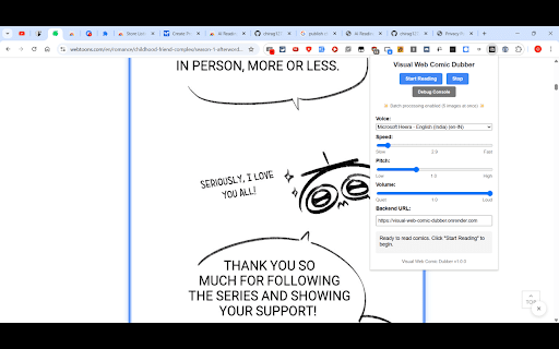 Visual Web Comic Dubber  from Chrome web store to be run with OffiDocs Chromium online