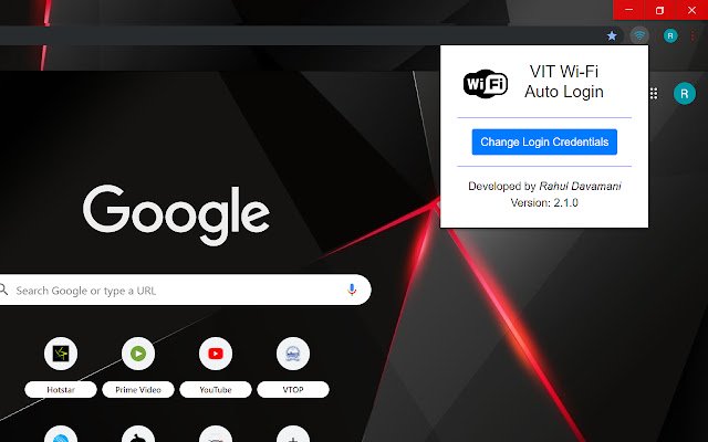 Log Masuk Auto WiFi VIT dari kedai web Chrome untuk dijalankan dengan OffiDocs Chromium dalam talian
