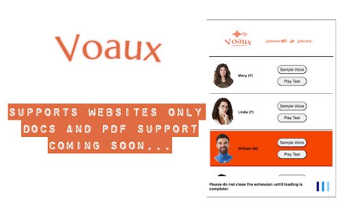 Voaux Text to Speech  from Chrome web store to be run with OffiDocs Chromium online