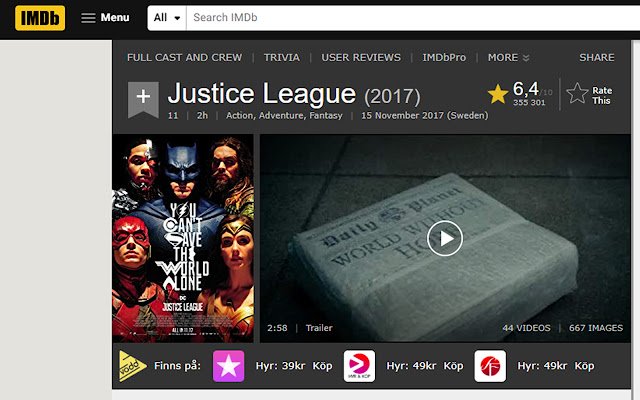 Vodd.se för IMDb  from Chrome web store to be run with OffiDocs Chromium online
