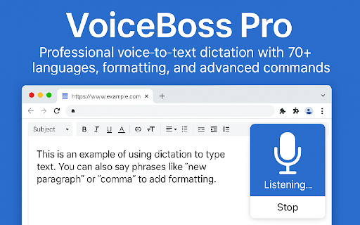 VoiceBoss Pro from Chrome web store to be run with OffiDocs Chromium online VoiceBoss Pro from Chrome web store to be run with OffiDocs Chromium online