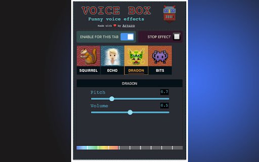 Voice Changer for Chrome (by noise box)  from Chrome web store to be run with OffiDocs Chromium online