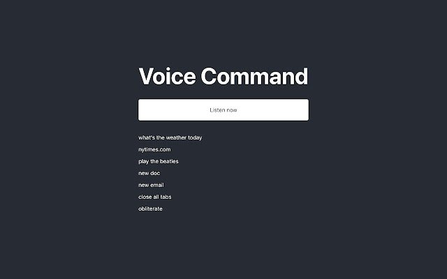 Voice Command  from Chrome web store to be run with OffiDocs Chromium online