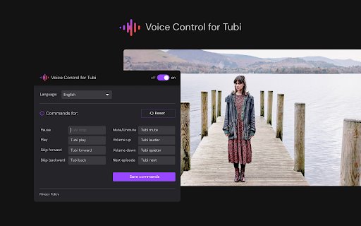 Voice Control for Tubi TV  from Chrome web store to be run with OffiDocs Chromium online