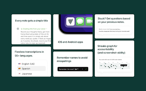 Voicenotes AI: Transcribe Notes and Meetings  from Chrome web store to be run with OffiDocs Chromium online