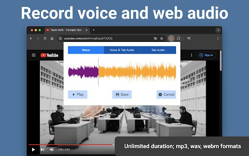 Voice Recorder  from Chrome web store to be run with OffiDocs Chromium online