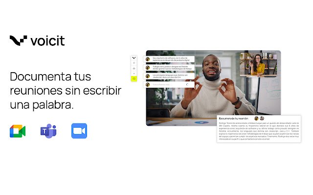 Voicit : Resúmenes automáticos de reuniones de la boutique en ligne Chrome doit être exécuté avec OffiDocs Chromium en ligne