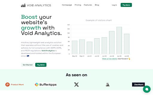 Void Analytics tracker blocker  from Chrome web store to be run with OffiDocs Chromium online