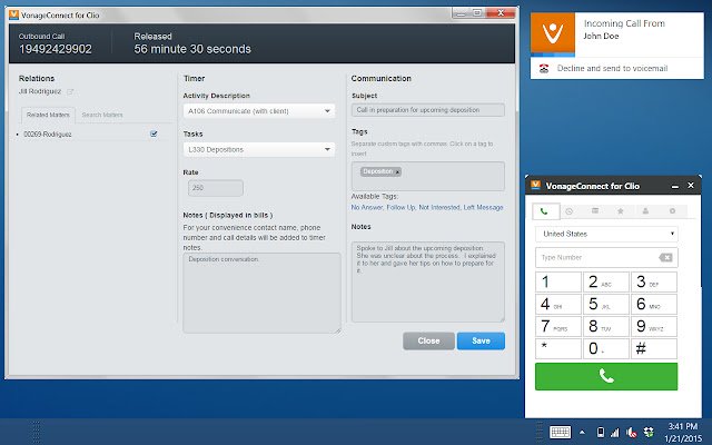 VonageConnect for Clio  from Chrome web store to be run with OffiDocs Chromium online