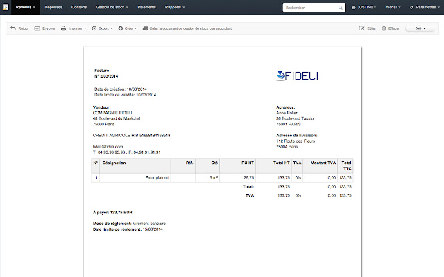 OffiDocs Chromium 온라인으로 실행되는 Chrome 웹 스토어의 VosFactures