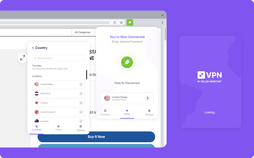 VPN by Seller Assistant Secure and Unlimited VPN (Proxy)  from Chrome web store to be run with OffiDocs Chromium online