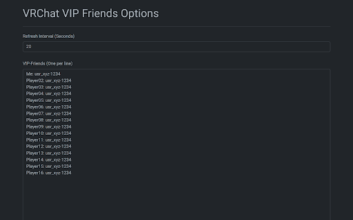VRChat VIP Friends QOL Tweak for VRChat Web  from Chrome web store to be run with OffiDocs Chromium online