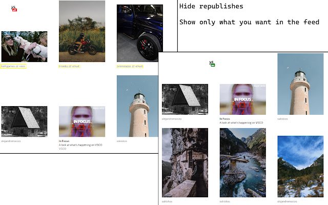 VSCO Republish Hider  from Chrome web store to be run with OffiDocs Chromium online
