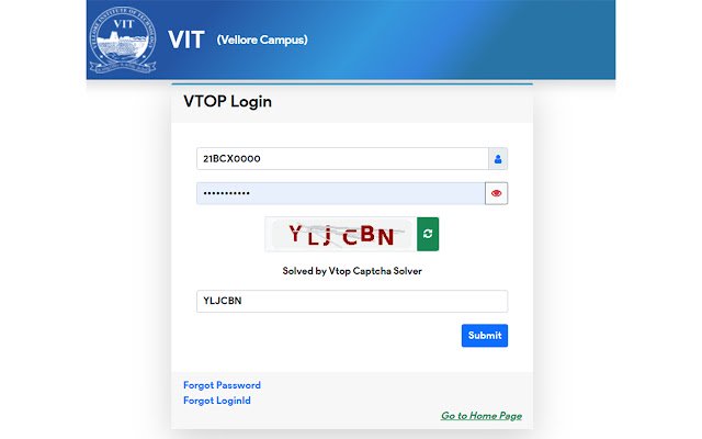 Vtop Captcha Solver من متجر Chrome الإلكتروني ليتم تشغيله باستخدام OffiDocs Chromium عبر الإنترنت