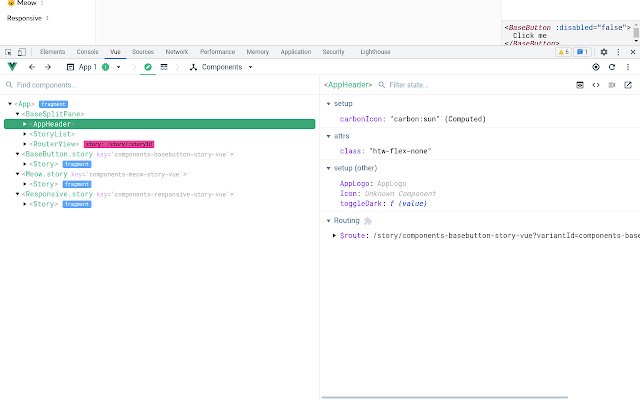 Vue.js devtools  from Chrome web store to be run with OffiDocs Chromium online