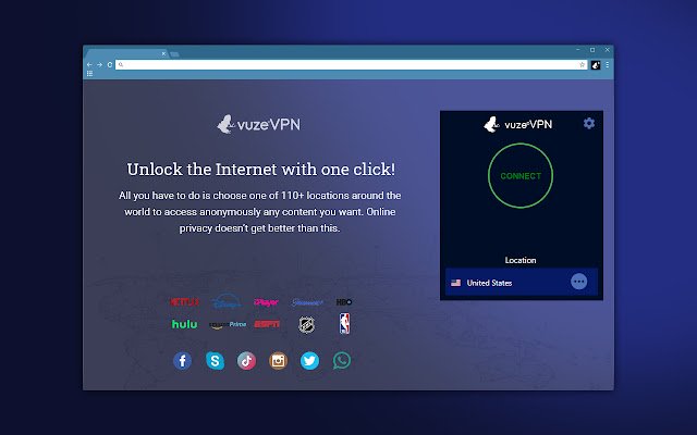 Проксі-сервер VuzeVPN із веб-магазину Chrome для запуску з OffiDocs Chromium онлайн