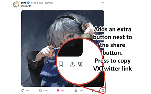 VX Twitter Share  from Chrome web store to be run with OffiDocs Chromium online