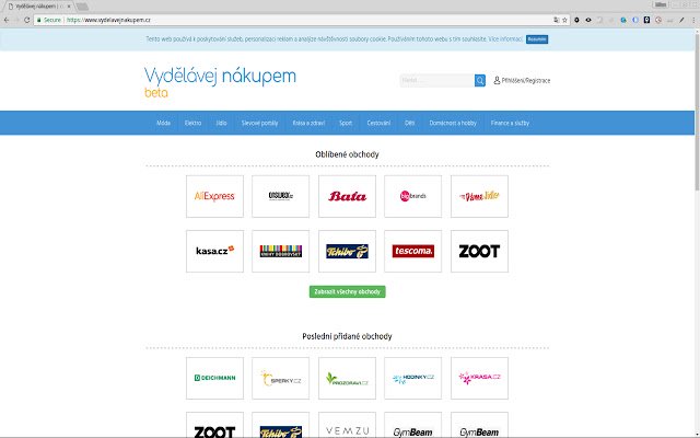 Vydělávej nákupem! از فروشگاه وب Chrome با OffiDocs Chromium به صورت آنلاین اجرا شود