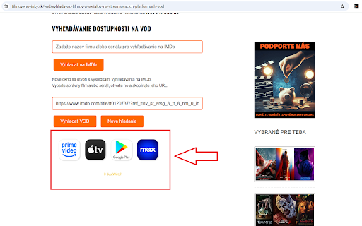 Vyhľadaj VOD  from Chrome web store to be run with OffiDocs Chromium online