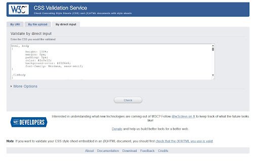W3C CSS Validation  from Chrome web store to be run with OffiDocs Chromium online