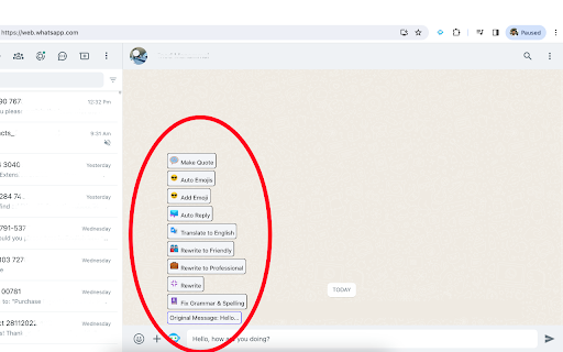 waGpt ChatGpt for WhatsApp  from Chrome web store to be run with OffiDocs Chromium online
