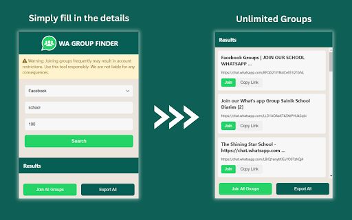WA Group Finder Find WhatsApp groups  from Chrome web store to be run with OffiDocs Chromium online