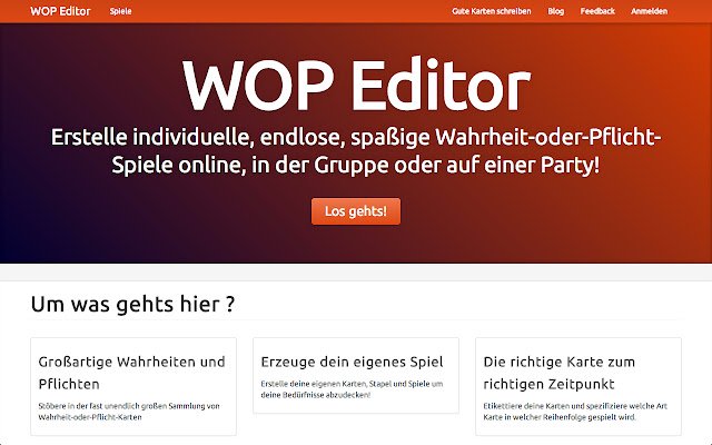 Wahrheit oder Pflicht Editor de Chrome web store para ejecutarse con OffiDocs Chromium en línea