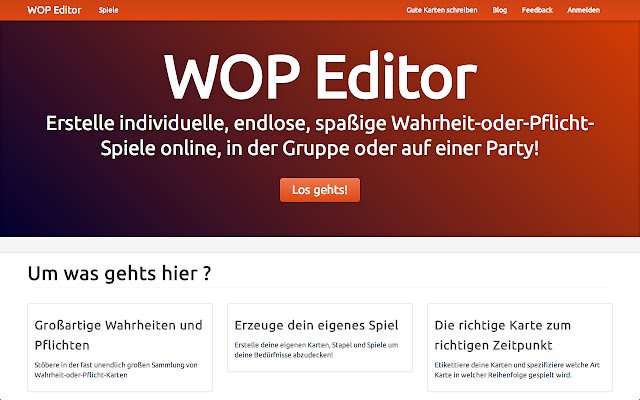 سيتم تشغيل Wahrheit oder Pflicht Editor من متجر Chrome الإلكتروني مع OffiDocs Chromium عبر الإنترنت