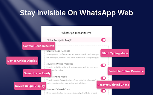 WA Incognito Turn Off Read Receipts WhatsApp Status Saver | WASBB.COM from Chrome web store to be run with OffiDocs Chromium online WA Incognito Turn Off Read Receipts WhatsApp Status Saver | WASBB.COM from Chrome web store to be run with OffiDocs Chromium online