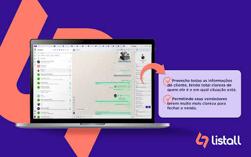 WaListall | O Melhor CRM para WhatsApp Web – Teste Grátis  from Chrome web store to be run with OffiDocs Chromium online
