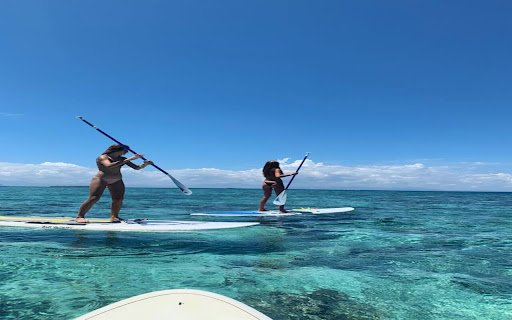 Wallpaper of two girls surfing on the beach  from Chrome web store to be run with OffiDocs Chromium online
