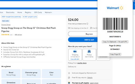 Walmart UPC  SKU Finder  from Chrome web store to be run with OffiDocs Chromium online