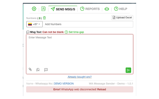 WA Message Sender Demo  from Chrome web store to be run with OffiDocs Chromium online