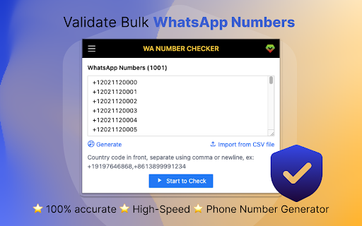 WA Number Checker Check  Verify WA Number  from Chrome web store to be run with OffiDocs Chromium online
