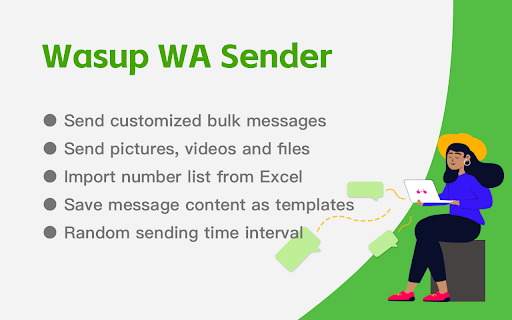 Wasup WA Sender  from Chrome web store to be run with OffiDocs Chromium online