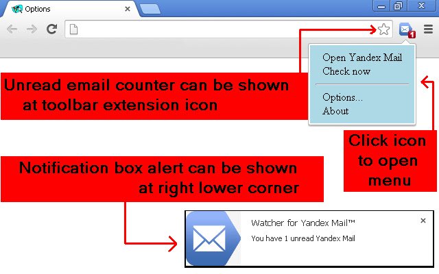 Watcher para sa Yandex Mail™ mula sa Chrome web store na tatakbo sa OffiDocs Chromium online