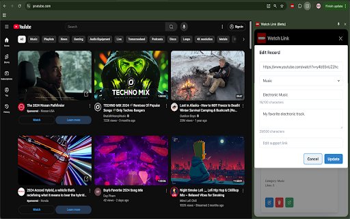 Watch Link (Beta)  from Chrome web store to be run with OffiDocs Chromium online