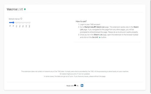 Watchlist LIVE  from Chrome web store to be run with OffiDocs Chromium online