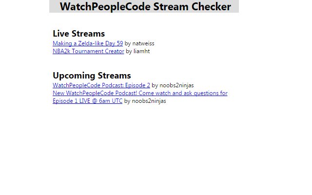 WatchPeopleCode Stream Checker  from Chrome web store to be run with OffiDocs Chromium online